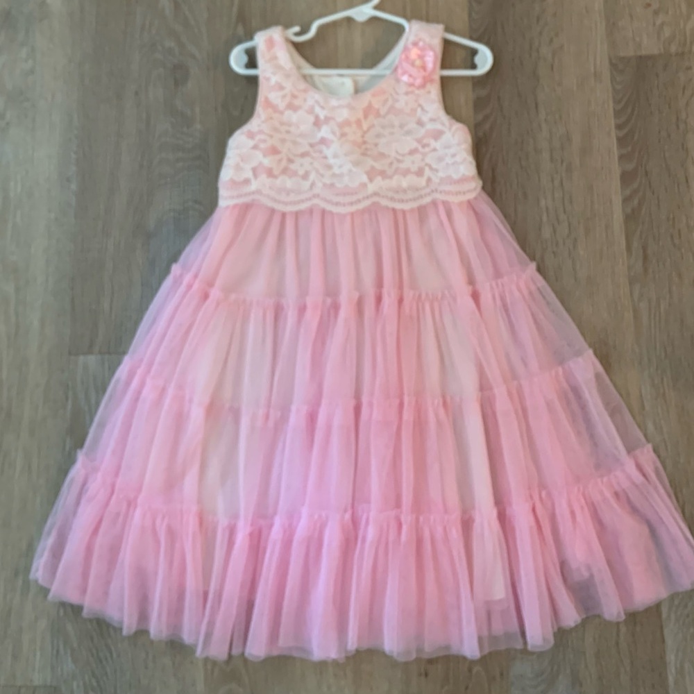 Jona Michelle Girl's Size 5 Gorgeous Special Occasion Dress With Lacey Front - Picture 1 of 9